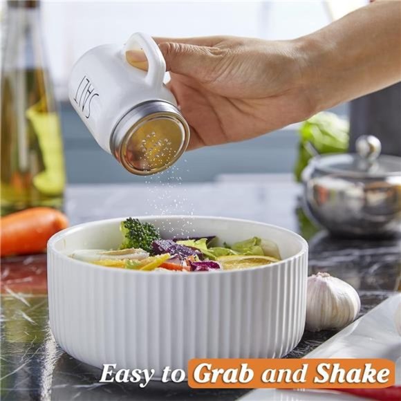 Salt and Pepper Shakers Set 4 oz Glass Black White Salt Pepper Shaker Set - Picture 4 of 7